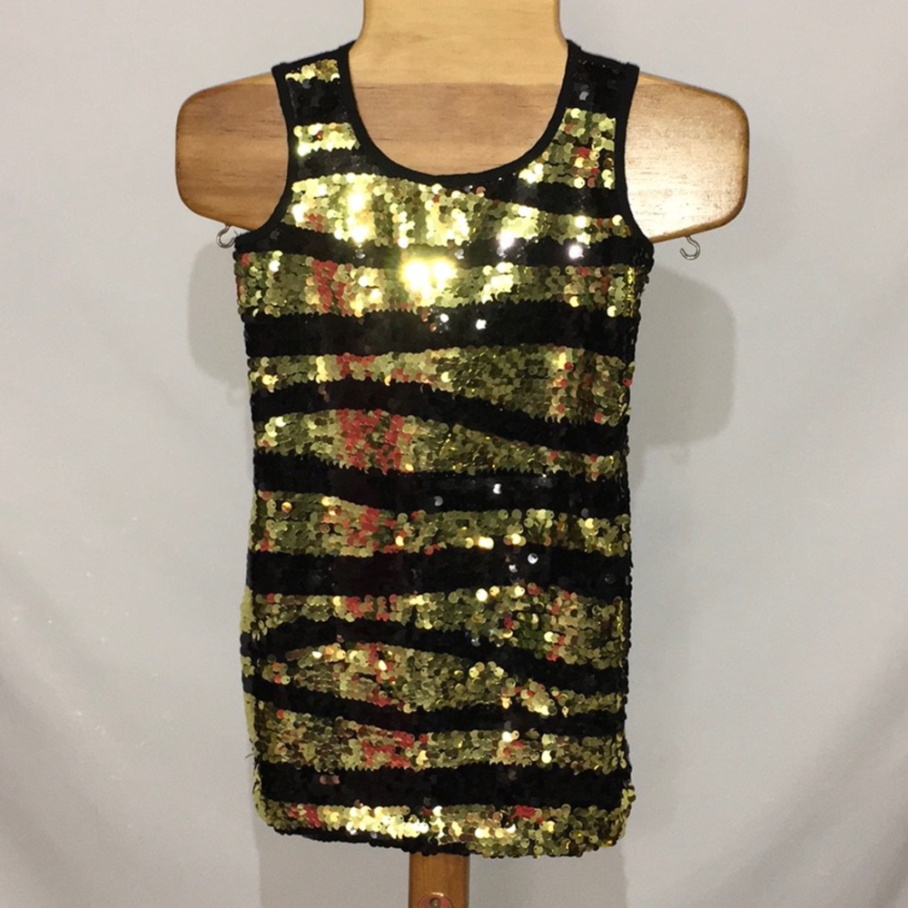 Sparkling Gold & Black Mini Dress Size 4